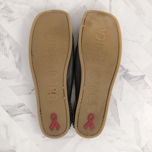 SOUL OF AFRICA Leather Nerina Khulani Slide Shoes Brown Size 8 - Picture 6 of 6